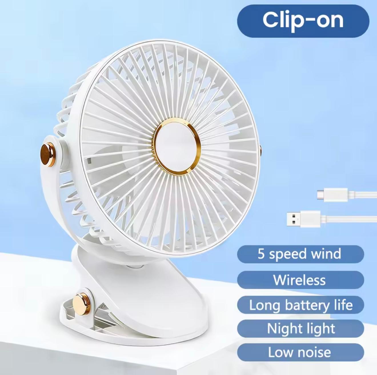 Ventilateur à clip rechargeable